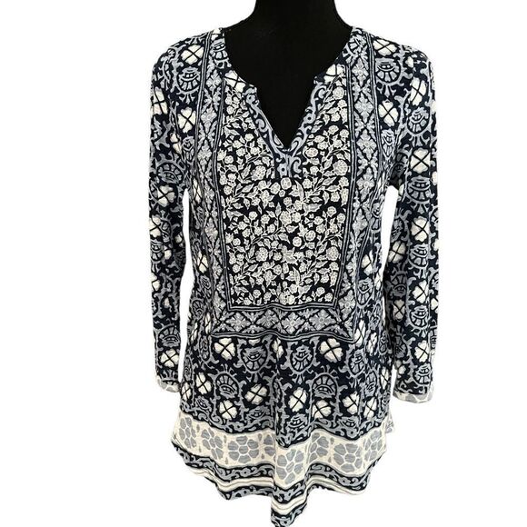 Lucky Brand patterned split neck top, size S - Picture 1 of 5